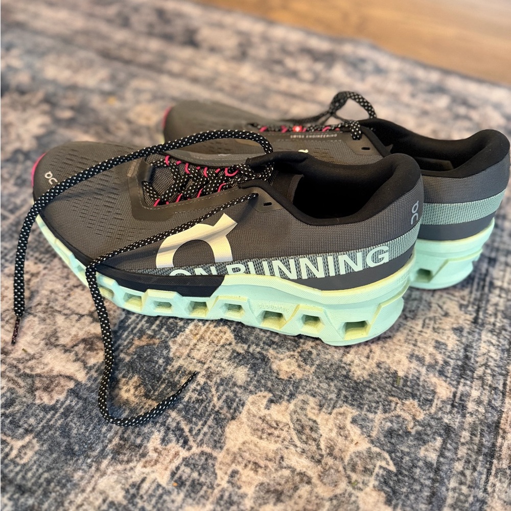 On Running Women's Charcoal and Light Green Athletic Shoes